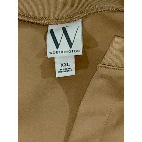 Worthington Size XXL Honey Gold Cap Sleeve Relaxed Fit Split Neck Blouse NEW - Picture 4 of 8